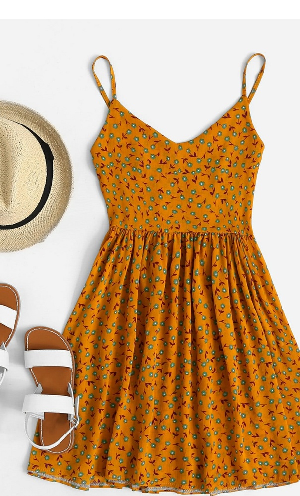 Short yellow sleeveless dress